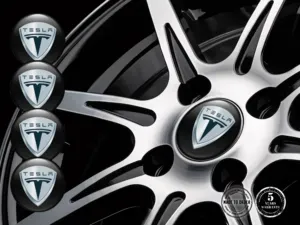 Tesla Édition Emblème Roue Autocollants Bombés Premium